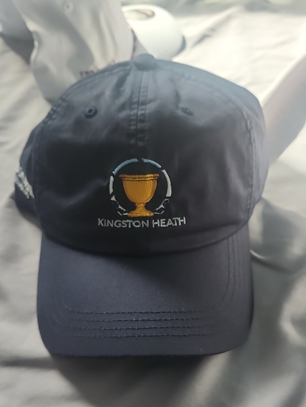 Kingston Heath Navy Golf Hat with Gold Trophy